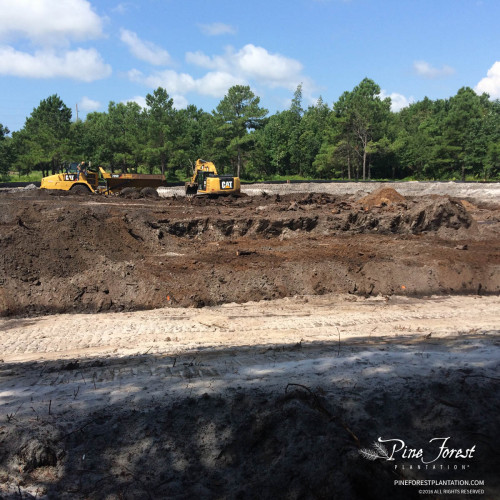 Ongoing site work at and construction progress at Pine Forest of Oak Island, NC.